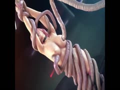 Hentai chick got squeezed and fucked by tentacles